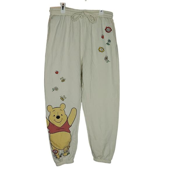 Disney Winnie the Pooh Women’s Yellow Sweatpants Size Large Jogger Style - Picture 1 of 5